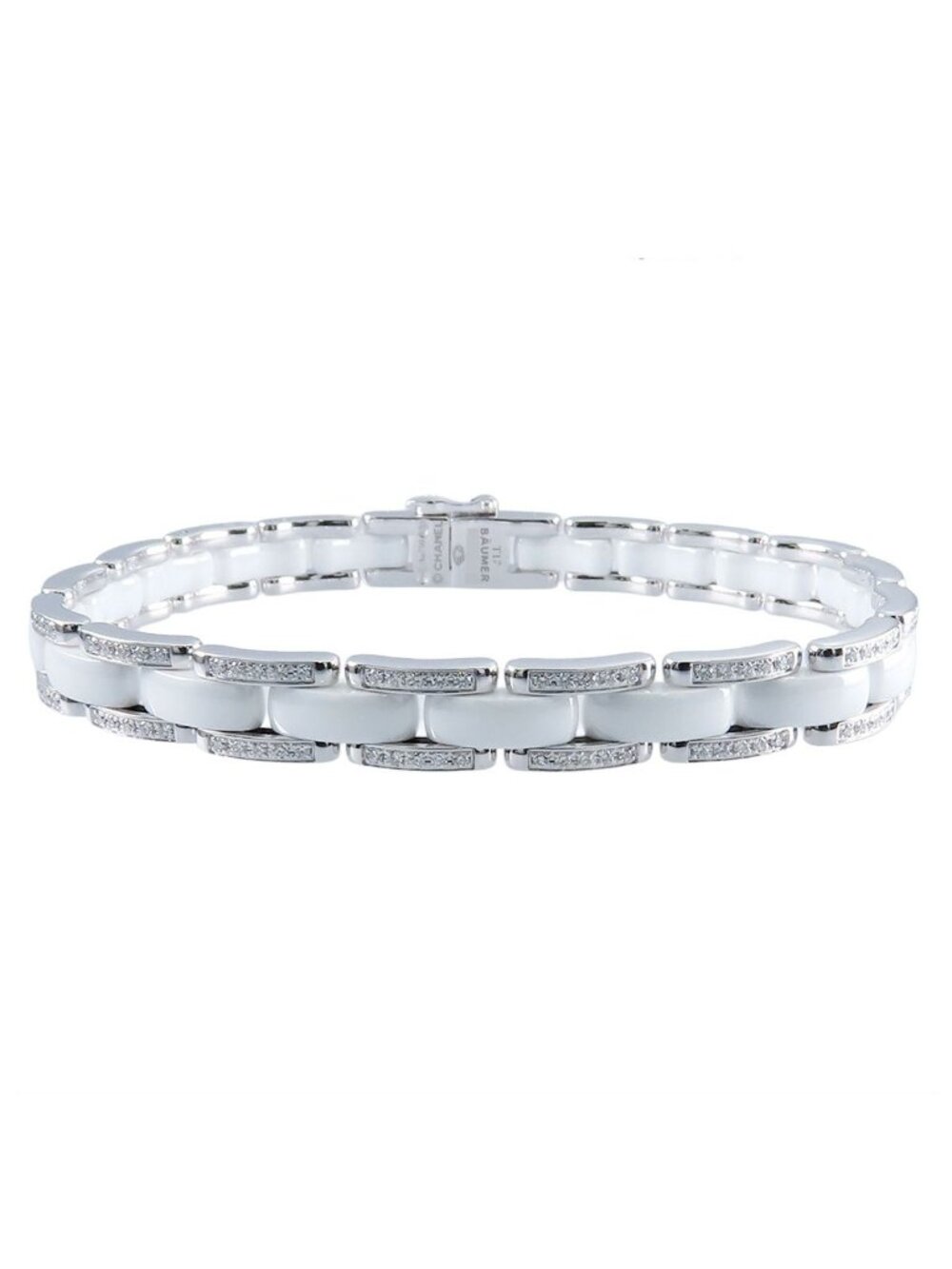 Chanel Ultra Collection Bracelet White Gold 18K Diamond Ceramic Pave 17